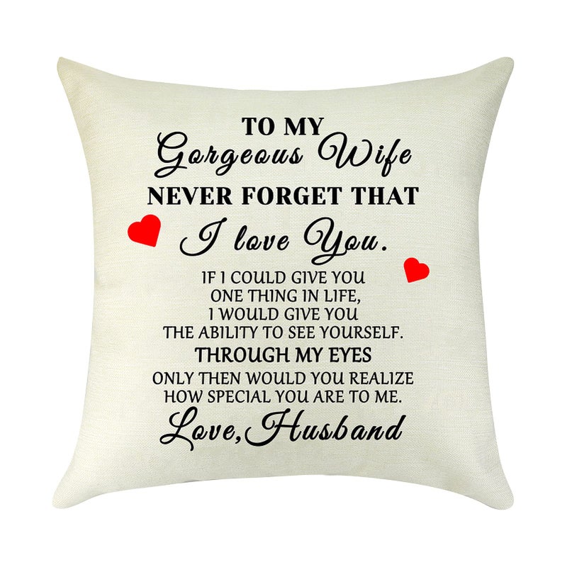 Mikela Christmas Best Wife Gift Decorative Pillow Cover I Love You Gift for Her Throw Waist Pillow Case Valentines Day Anniversary Birthday Gifts for Wife Pillowcase Cushion Cover for Sofa Decor 18" x 18" - Image 1