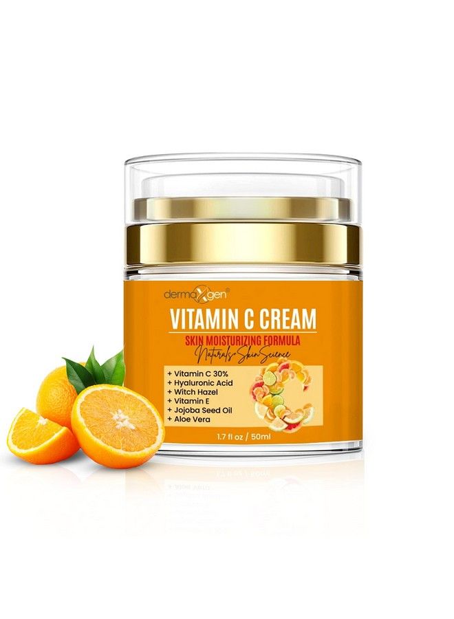 dermaxgen Vitamin C Moisturizing Cream Organic Glowing Skin Antiaging Rejuvenating Boosting Collagen Hydrating For Dull Dry & Sensitive & Oily Skin 1.7 Fl Oz. - Image 2