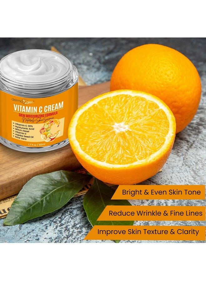 dermaxgen Vitamin C Moisturizing Cream Organic Glowing Skin Antiaging Rejuvenating Boosting Collagen Hydrating For Dull Dry & Sensitive & Oily Skin 1.7 Fl Oz. - Image 4