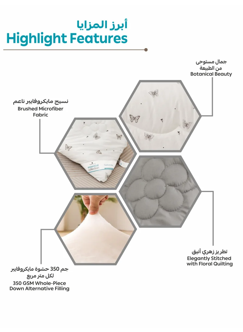 Donetella KING 6-Pcs Printed King Comforter Set | Fits 200x200 cm Size Bed | Soft Brushed Microfiber | Reversible Printed Comforter | 350 GSM Down Alternative Fill  | Best Price UAE