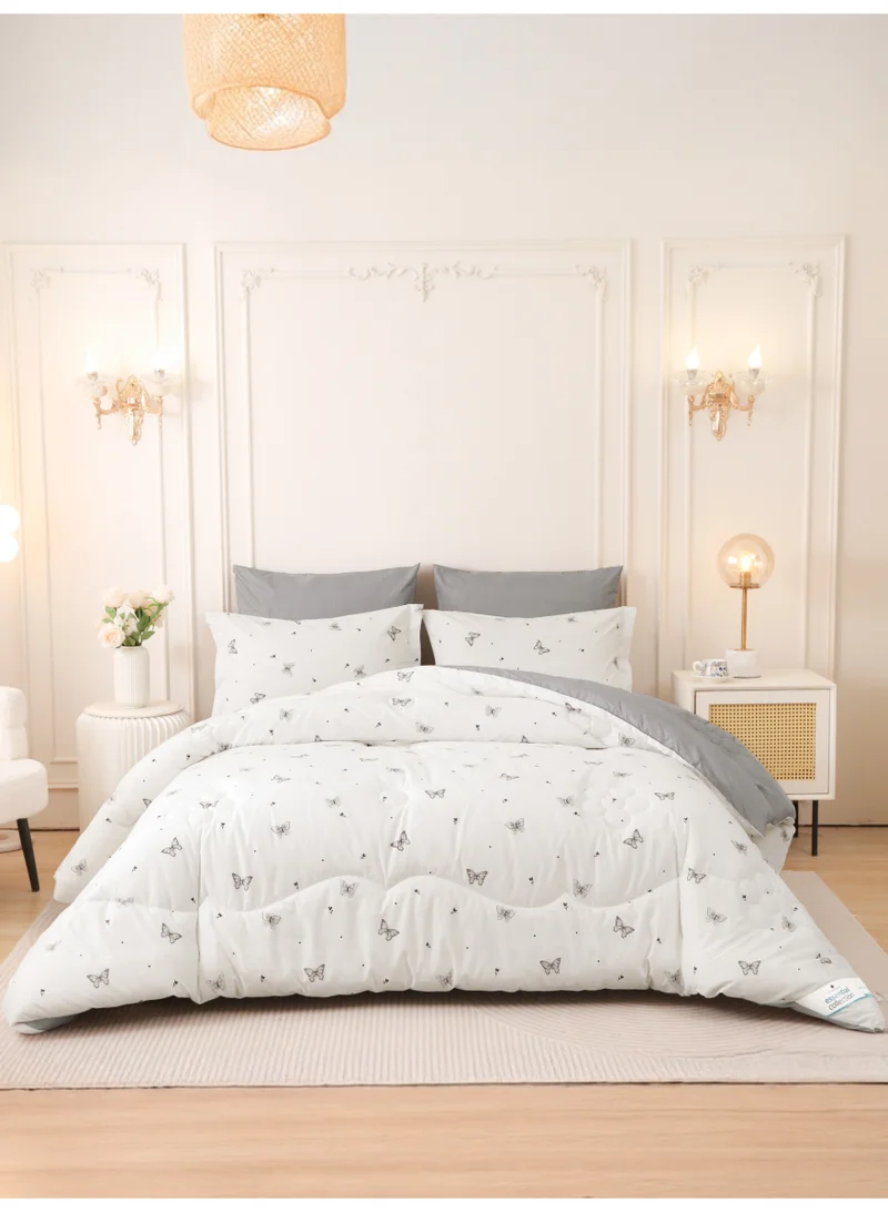 6-Pcs Printed King Comforter Set | Fits 200x200 cm Size Bed | Soft Brushed Microfiber | Reversible Printed Comforter | 350 GSM Down Alternative Fill