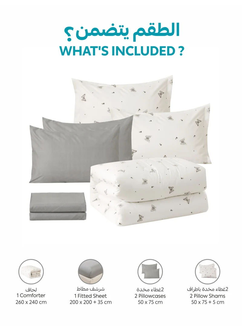 Donetella KING 6-Pcs Printed King Comforter Set | Fits 200x200 cm Size Bed | Soft Brushed Microfiber | Reversible Printed Comforter | 350 GSM Down Alternative Fill  | Best Price UAE