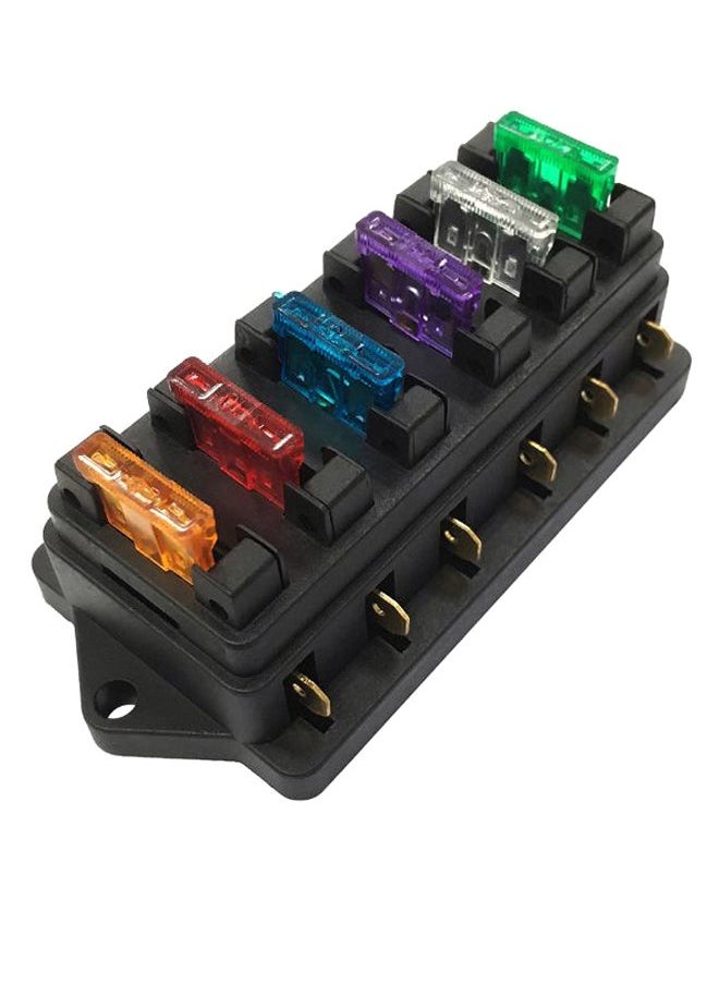 Generic 6-Piece Standard Fuses With 6 Way Fuse Holder Box Set Multicolour  - Image 1