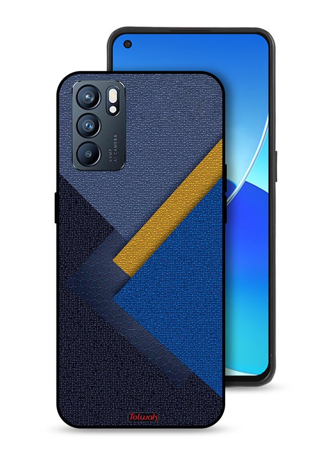 Tolwak Oppo Reno6 5G Protective Case Cover Triangles Leather Shades Pattern - Image 1
