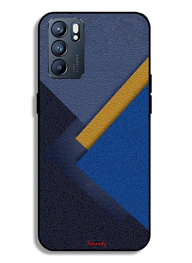 Tolwak Oppo Reno6 5G Protective Case Cover Triangles Leather Shades Pattern - Image 2