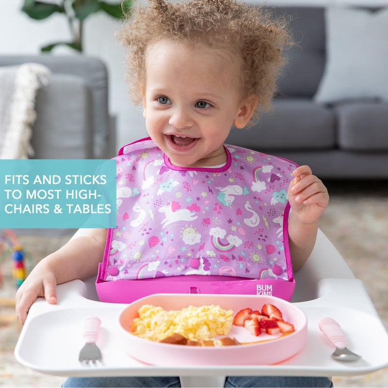 Bumkins Toddler and Baby Suction Plate, Silicone Grip Dish for Babies and Kids, Baby Led Weaning, Children Feeding Supplies, Non Skid Sticky Bottom, Platinum Silicone, Ages 6 Months Up, Pink - Image 3