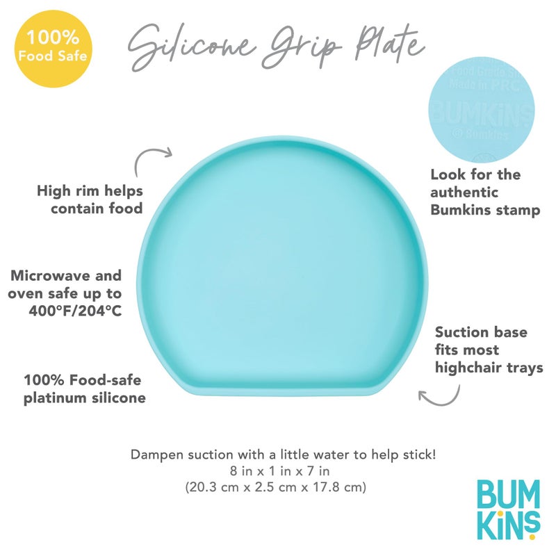 Bumkins Toddler and Baby Suction Plate, Silicone Grip Dish for Babies and Kids, Baby Led Weaning, Children Feeding Supplies, Non Skid Sticky Bottom, Platinum Silicone, Ages 6 Months Up, Pink - Image 5