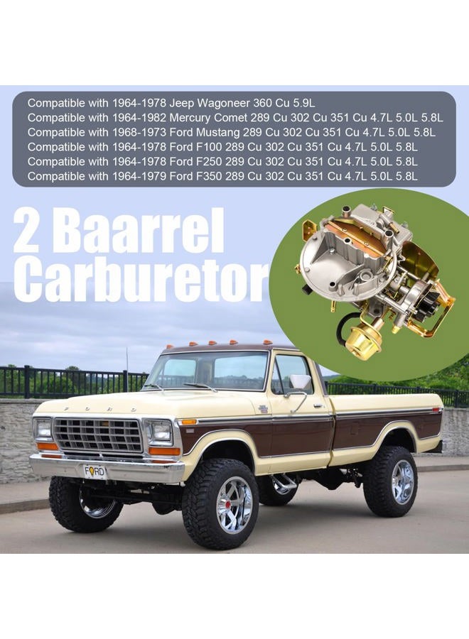 BOOTOP PIN 2 Barrel Carburetor Carb 2100 Carburetor 2150 Carburetor Compatible with Ford 289 302 351 Cu Jeep Engine F100 F250 F350 with Electric Choke Mounting Gasket - 302 carburetor by BOOTOP PIN - Image 4