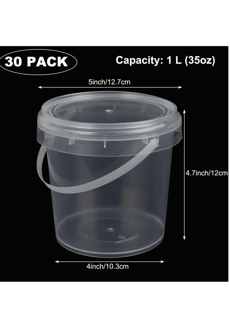 SYOSI - 30-Pack 30 oz Slime Containers with Lids & Handles: 1000ml Clear Storage Buckets for Slime DIY, Art Crafts, Pigments, & Small Tools - Image 1