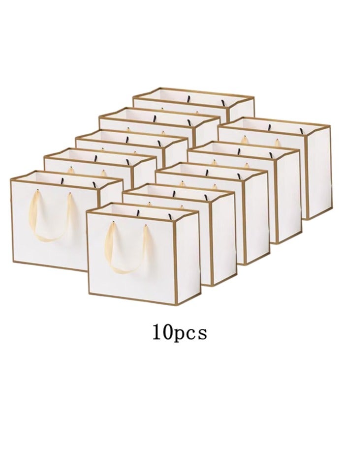 DELGREEN 10 Pieces Party Favor Bags,Shopping Bag,Party Bags For Kids, supplies Snack candy Gift Bag Food Bags,Bags For Birthday Wedding Celebrations Party Favors 27*21*8（White） - Image 1
