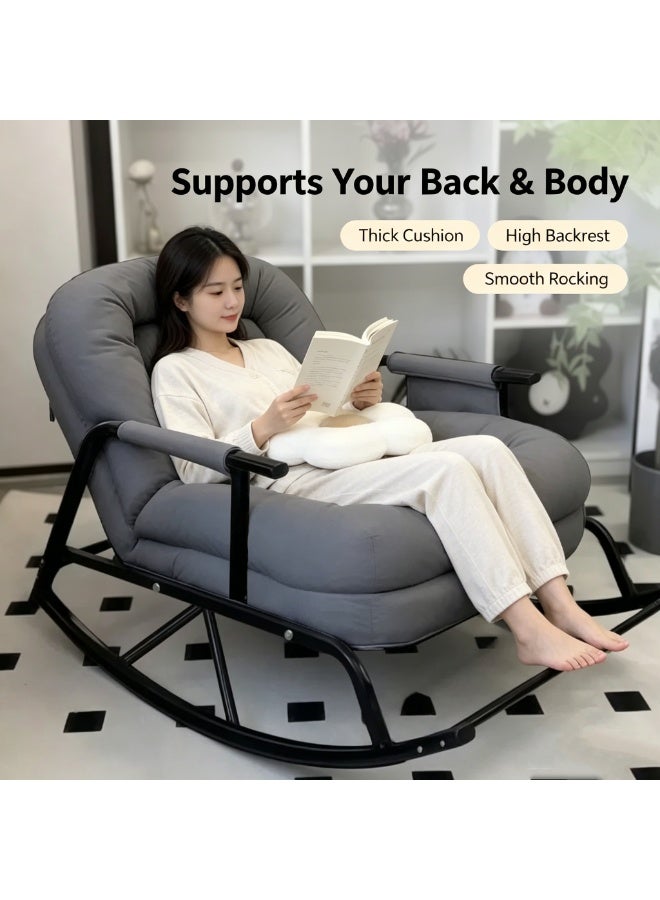 Soft Velvet Rocking Chair, Oversized High Back Recliner Rocker with Sturdy Metal Frame, Comfy Lounge Glider Chair for Bedroom Living Room Reading Nook - Image 5