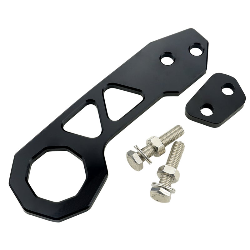 Rear Tow Towing Hook: Black Aluminum High Strength Durable - Firm Bolt Connection Universal Fit for Most Car Models - Image 1
