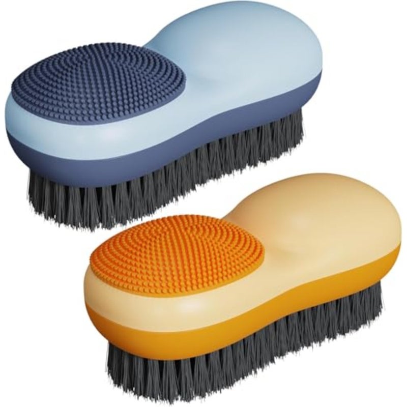 2-Pack Dual-Sided Laundry Brush - Soft Bristles for Delicates/Cotton/Leather, Effectively Removes Tough Stains from Clothes and Shoes - Image 1