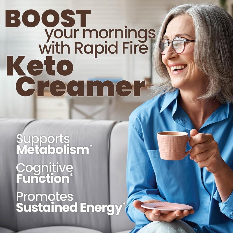 Rapid Fire Ketogenic Creamer Original Flavor| Supports Energy & Metabolism, Keto & Paleo Friendly | Healthy Mixer For Coffee Or Tea | Pack of 2 x 240g - Image 4