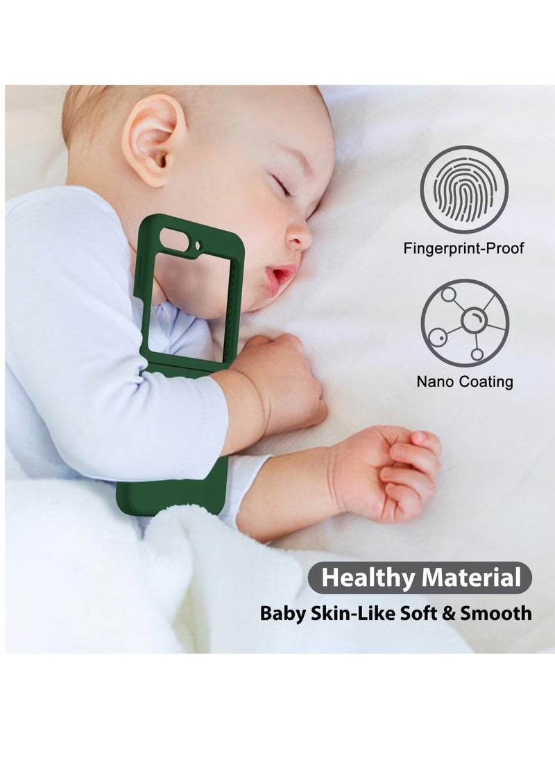 Raxoom Liquid Silicone Case for Samsung Galaxy Z Flip6 5G â€“ Slim, Soft Gel Rubber, Ultra Thin Protective Cover for Women, Silky Touch, Anti-Scratch & Shockproof, Dark Green - Image 4