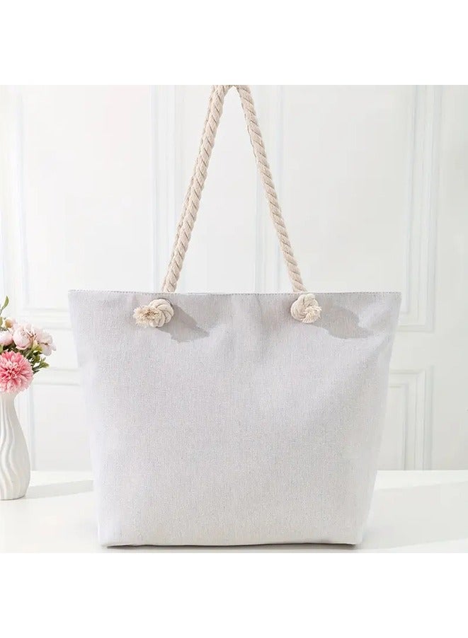 Evil Eye Print Beach Bag - Large Capacity Elegant Shoulder Bag for Vacation Shopping - Image 4