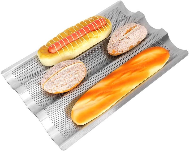 TOPINCN 430 Stainless Steel French Bread Waves Baking Tray Pan Bread Baking Tool 3 Silver - Image 4