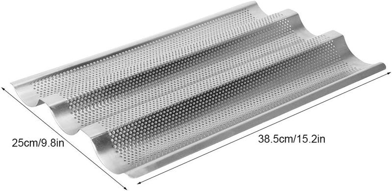 TOPINCN 430 Stainless Steel French Bread Waves Baking Tray Pan Bread Baking Tool 3 Silver - Image 2