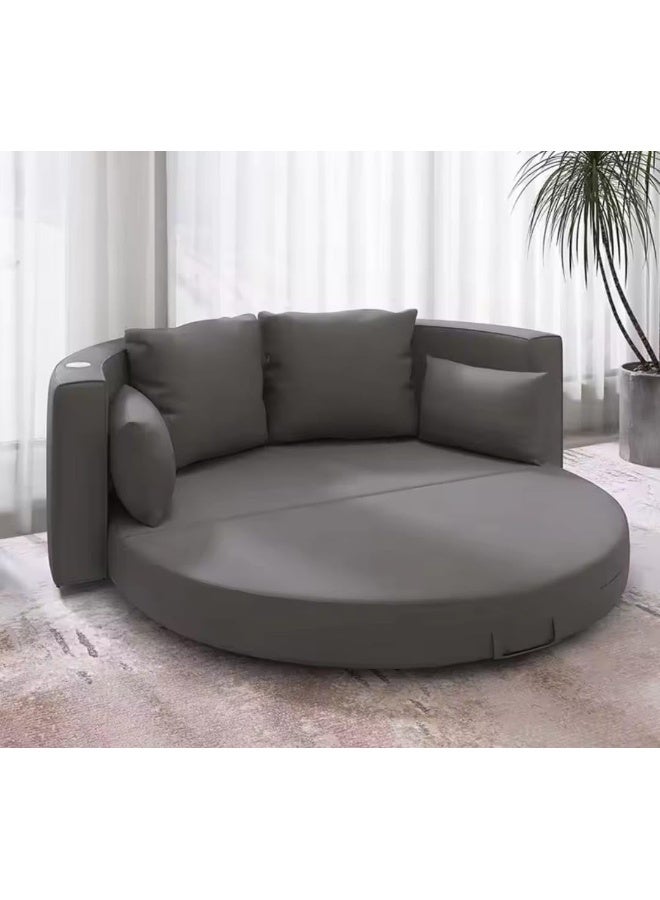 Foldable Velvet Sofa Bed - Gray 150 x 190 cm