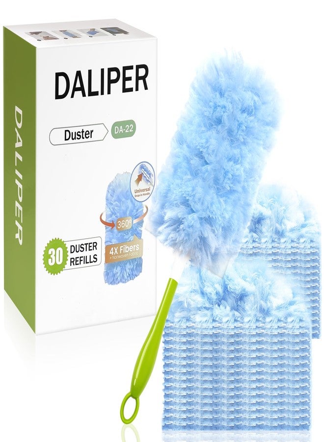 DALIPER Heavy Duty Duster Refills Compatible with Swiffer, Duster Kit with 30 PCS Refills & 1 Handle, 360° Dusters with 4X Microfibers for Dusting Ceiling Fans, Electronics, Furniture, Blinds - Image 1