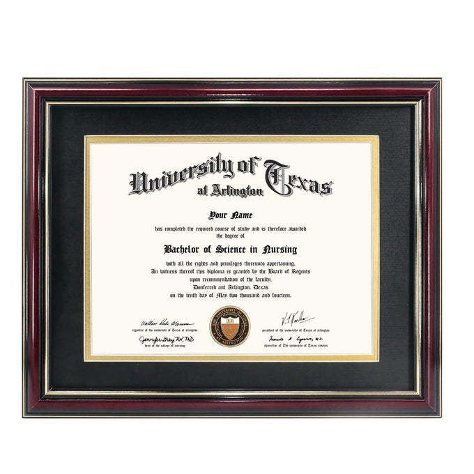 85X11 DIPLOMA FRAME WITH BLACK OVER GOLD MAT OR DISPLAY 11X14 CERTIFICATE WITHOUT MATSOLID WOOD UV PROTECTION ACRYLICGLOSSY CHERRY FINISH WITH GOLD TRIM