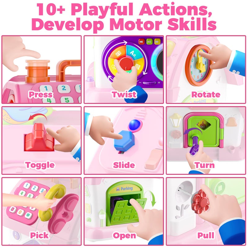 Talkfun Montessori Toy for 1 Year Old Girl Gifts, Musical Bilingual Educational Toddler Toy Age 1-2 Yr 12-18 Month, First Birthday Gift for 1 Year Old Girl (Pink) - Image 4