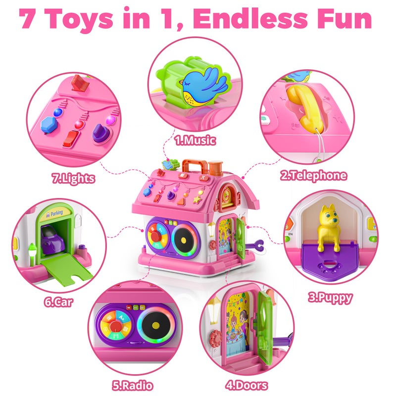 Talkfun Montessori Toy for 1 Year Old Girl Gifts, Musical Bilingual Educational Toddler Toy Age 1-2 Yr 12-18 Month, First Birthday Gift for 1 Year Old Girl (Pink) - Image 2