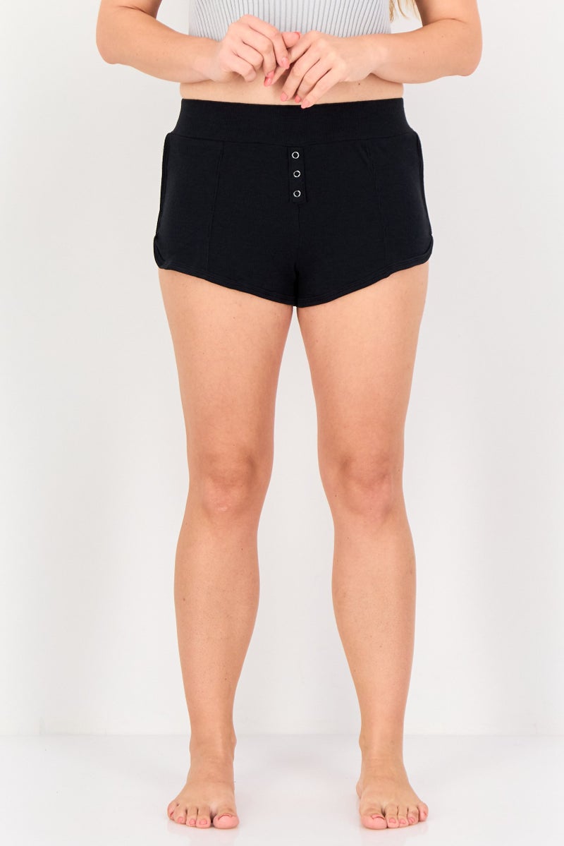 FOREVER 21 شورت بيجاما نسائي مزخرف، أسود - Image 1