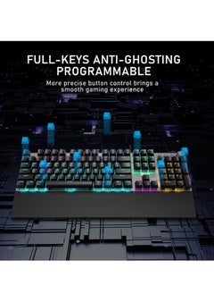 AULA Mechanical Gaming Keyboard NKRO with Wrist Rest RGB Backlit Volume/Lighting Control Knob Fully Programmable 108-Keys Anti-Ghosting Wired Computer Keyboards for Office/Games, Brown Switch  - Image 4