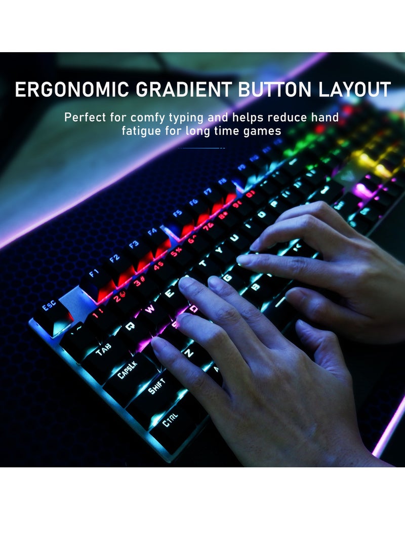 AULA - Mechanical Gaming Keyboard NKRO with Wrist Rest RGB Backlit Volume/Lighting Control Knob Fully Programmable 108-Keys Anti-Ghosting Wired Computer Keyboards for Office/Games, Brown Switch - Image 1