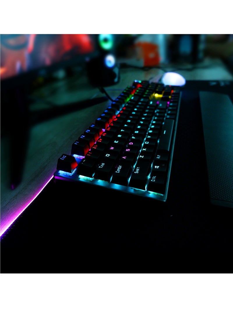 AULA - Mechanical Gaming Keyboard NKRO with Wrist Rest RGB Backlit Volume/Lighting Control Knob Fully Programmable 108-Keys Anti-Ghosting Wired Computer Keyboards for Office/Games, Brown Switch - Image 1