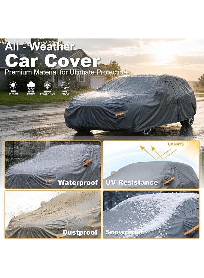 Premium 16-Layer Heavy Duty Car Cover – Waterproof All-Weather Outdoor Protection with Zipper Door and Soft Inner Lining for Large Family Vehicles & Minivans - Image 4
