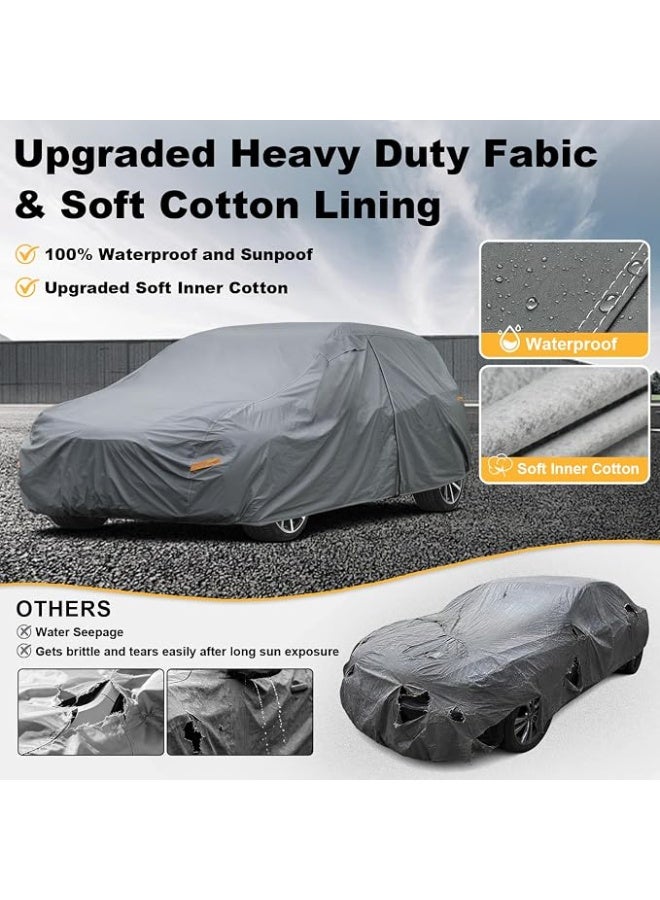 Premium 16-Layer Heavy Duty Car Cover – Waterproof All-Weather Outdoor Protection with Zipper Door and Soft Inner Lining for Large Family Vehicles & Minivans - Image 2