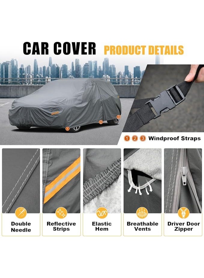 Premium 16-Layer Heavy Duty Car Cover – Waterproof All-Weather Outdoor Protection with Zipper Door and Soft Inner Lining for Large Family Vehicles & Minivans - Image 3