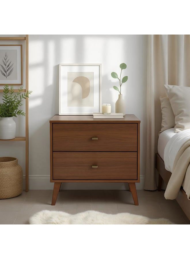 Prepac Milo Mid Century Modern Nightstand, 2-Drawer, Cherry - Image 2
