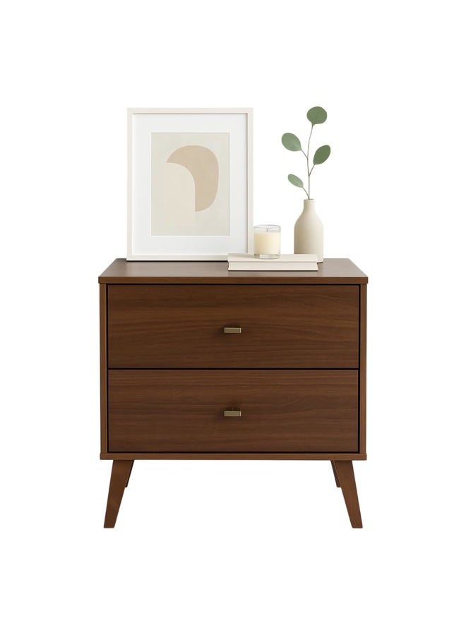 Prepac Milo Mid Century Modern Nightstand, 2-Drawer, Cherry - Image 1