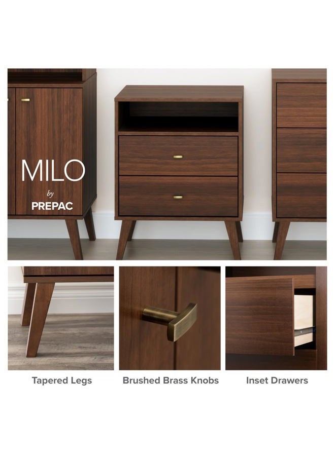 Prepac Milo Mid Century Modern Nightstand, 2-Drawer, Cherry - Image 4