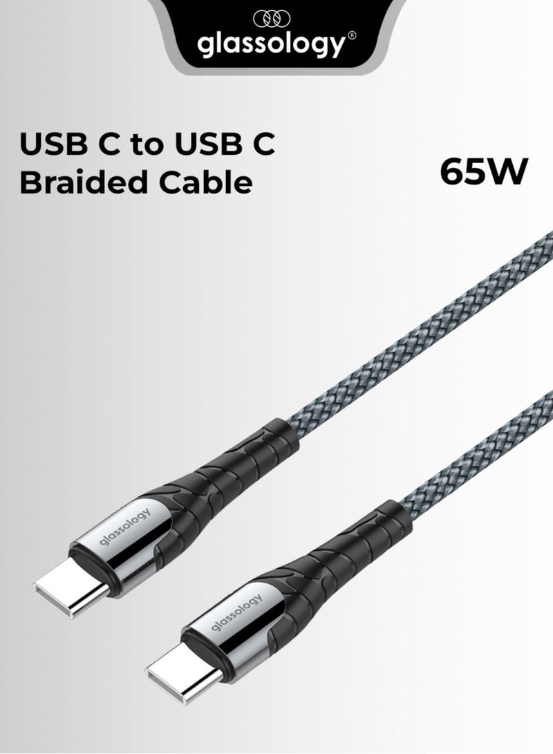 جلاسولوجي 65W Fast Charging Duo – USB-C Cable + GaN Wall Charger (Grey) - Image 3