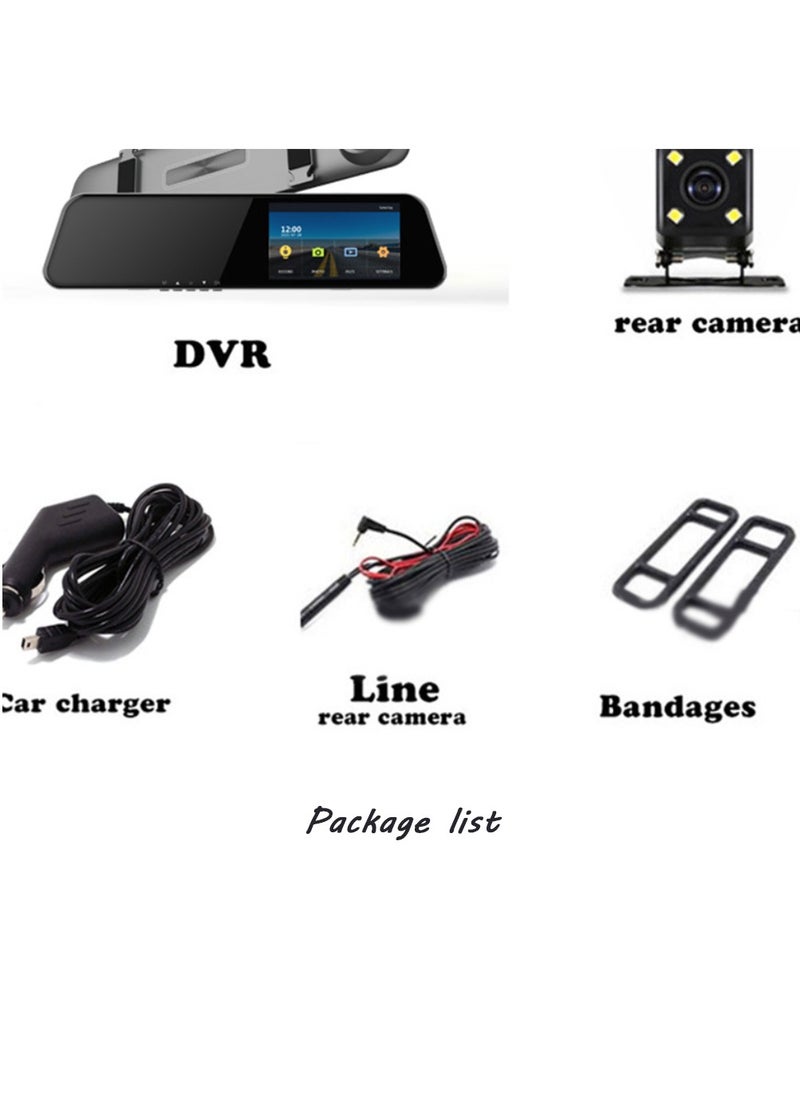 Furtey - 1080P 2.0IPS Touchscreen tachograph ,Dual Lens HD Front & Rear Camera Driving Recorder ,170°Wide Angle  Support Night-Vision, Loop Recording ,Time-mark Motion Detection, Touch Version Mirror Dash Cam - Image 1