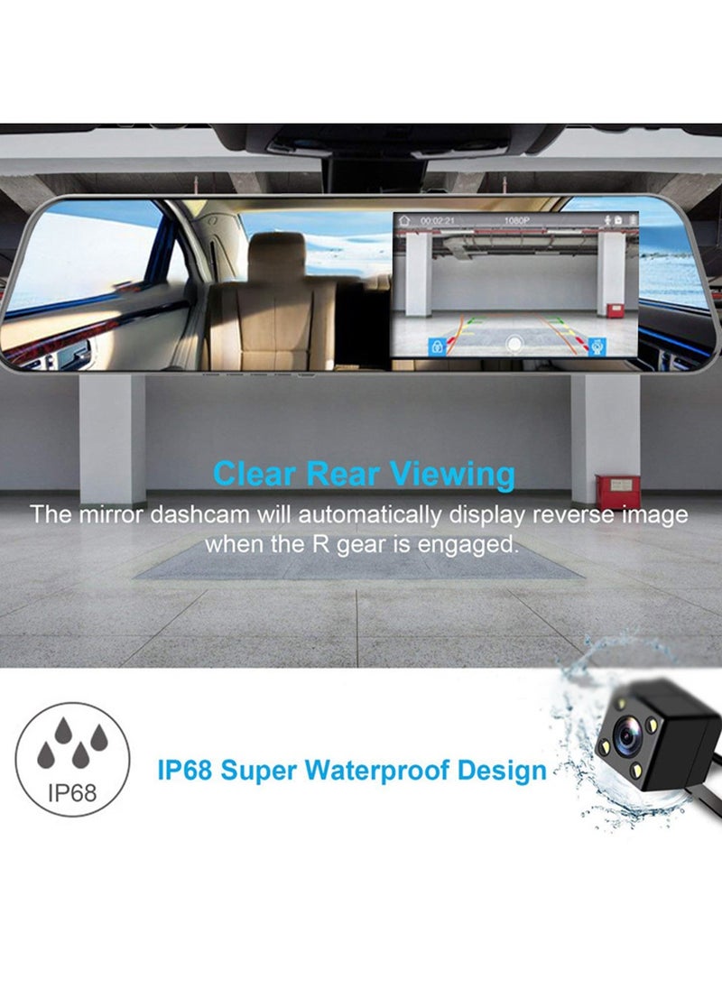 Furtey - 1080P 2.0IPS Touchscreen tachograph ,Dual Lens HD Front & Rear Camera Driving Recorder ,170°Wide Angle  Support Night-Vision, Loop Recording ,Time-mark Motion Detection, Touch Version Mirror Dash Cam - Image 1