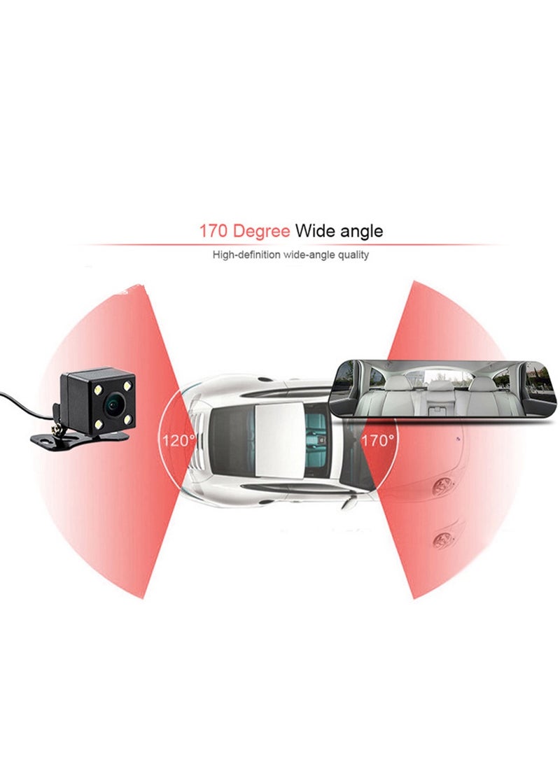 Furtey - 1080P 2.0IPS Touchscreen tachograph ,Dual Lens HD Front & Rear Camera Driving Recorder ,170°Wide Angle  Support Night-Vision, Loop Recording ,Time-mark Motion Detection, Touch Version Mirror Dash Cam - Image 1
