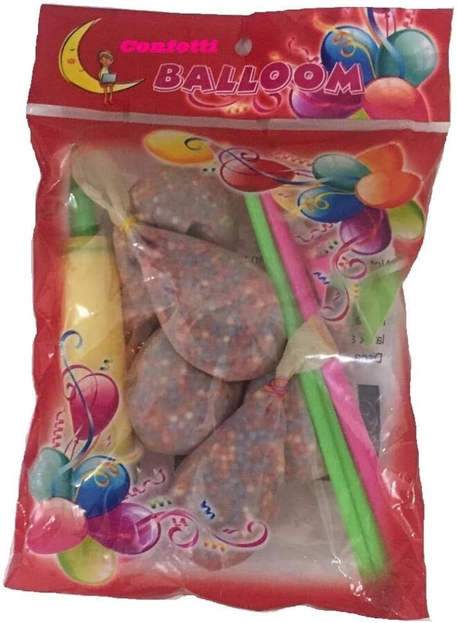 Confetti Party Balloons with Air Pump and Sticks (5 Pieces)