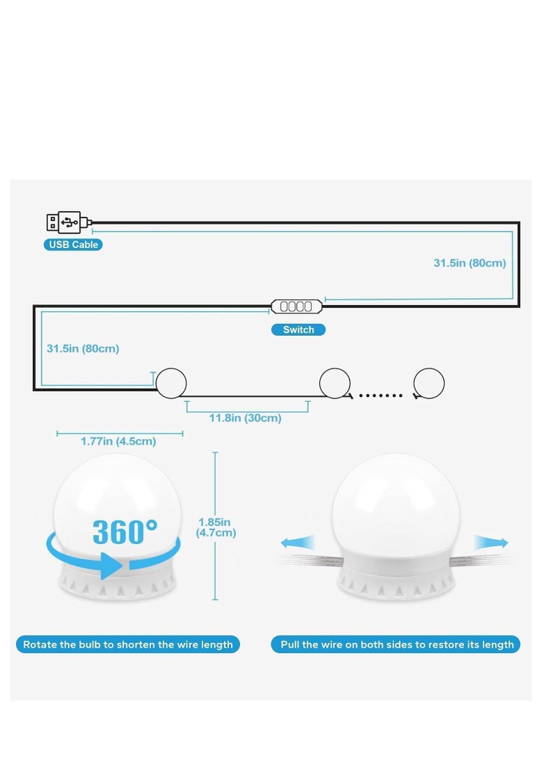 مجموعة مصابيح  لطاولة المكياج  الوان وسطوع قابلان للتعديل مع 10 LED اضاءة شريطية قابلة للتثبيت التزيين في غرفة الملابس المراة غير متضمنة بلاستيك ألوان متعددة - Image 4