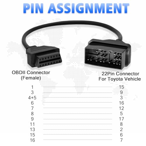 PARANNIC OBD2 Adapter Cable for Toyota Vehicles 22Pin OBD2 16Pin to OBD1 22Pin OBDII Car Diagnostic Connector Compatible with OBD II Diagnostic Scanner (22Pin for Toyota) - Image 3