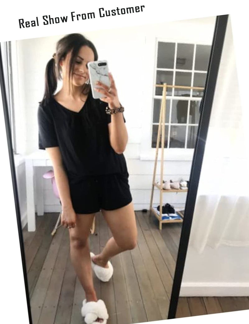 Avidlove Women's Shorts Pajama Set 2 Piece Lounge Set Women Short Sleeve Sleepwear Nightwear Pjs S-XXL Black - Image 4