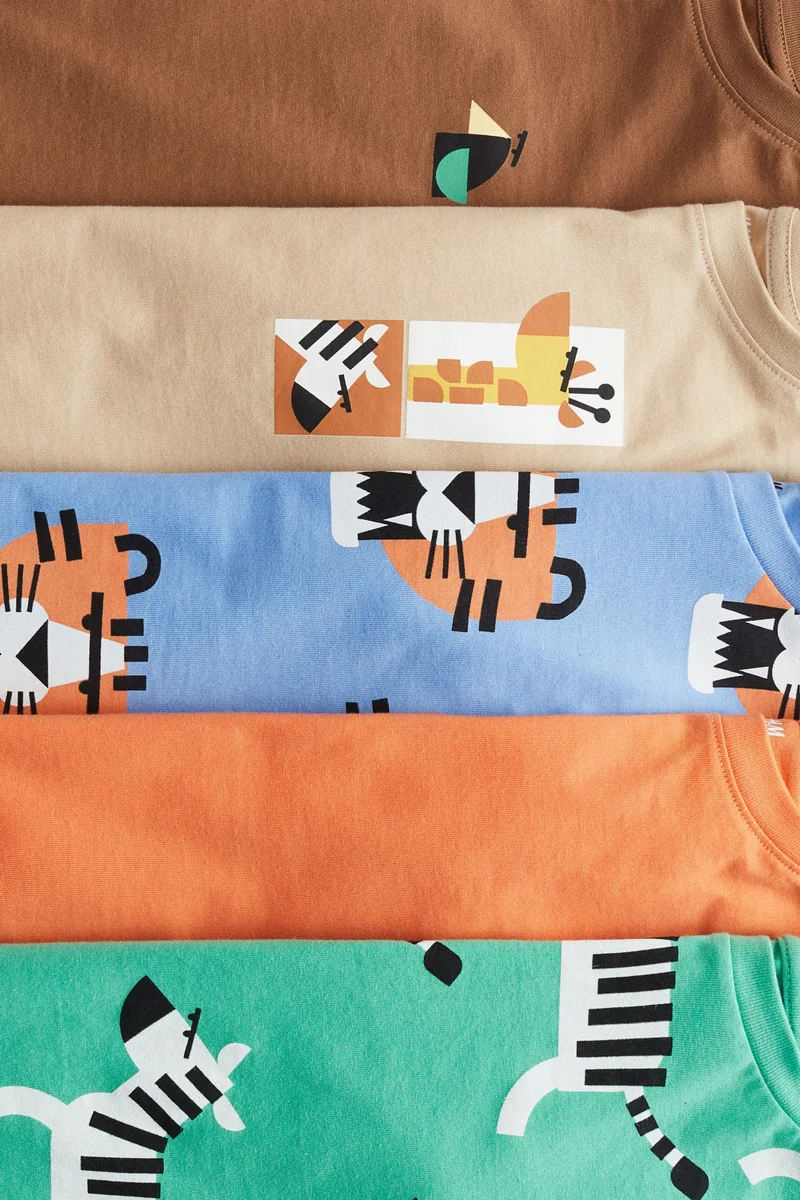 اتش اند ام تي-شيرت من الجيرسيه - عبوة من 5 قطع