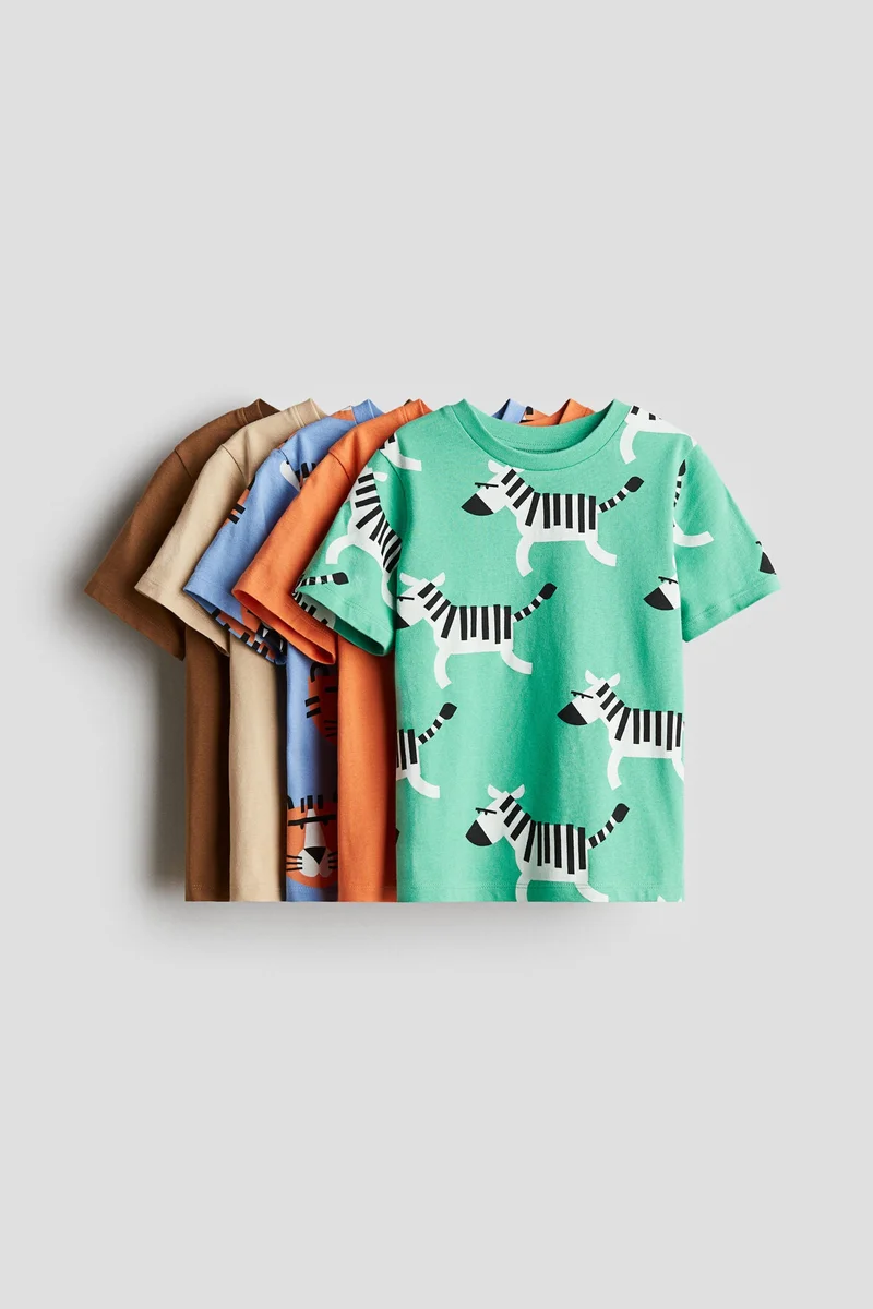 اتش اند ام تي-شيرت من الجيرسيه - عبوة من 5 قطع