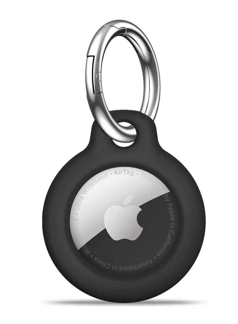 Fullmosa Apple AirTag Case- Heavy Duty PC Hard Shell Protective Cover with Anti-Lost Keychain, Shockproof & Anti-Scratch Tracker Holder for Keys, Luggage, Pets (Black) - Image 1