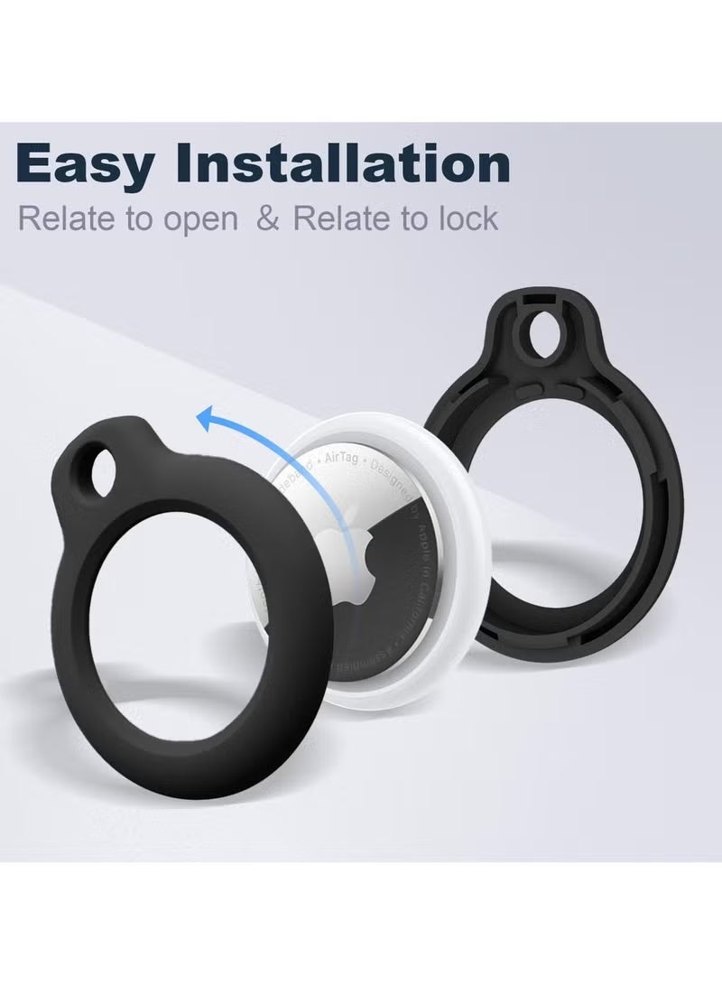 Fullmosa Apple AirTag Case- Heavy Duty PC Hard Shell Protective Cover with Anti-Lost Keychain, Shockproof & Anti-Scratch Tracker Holder for Keys, Luggage, Pets (Black) - Image 3