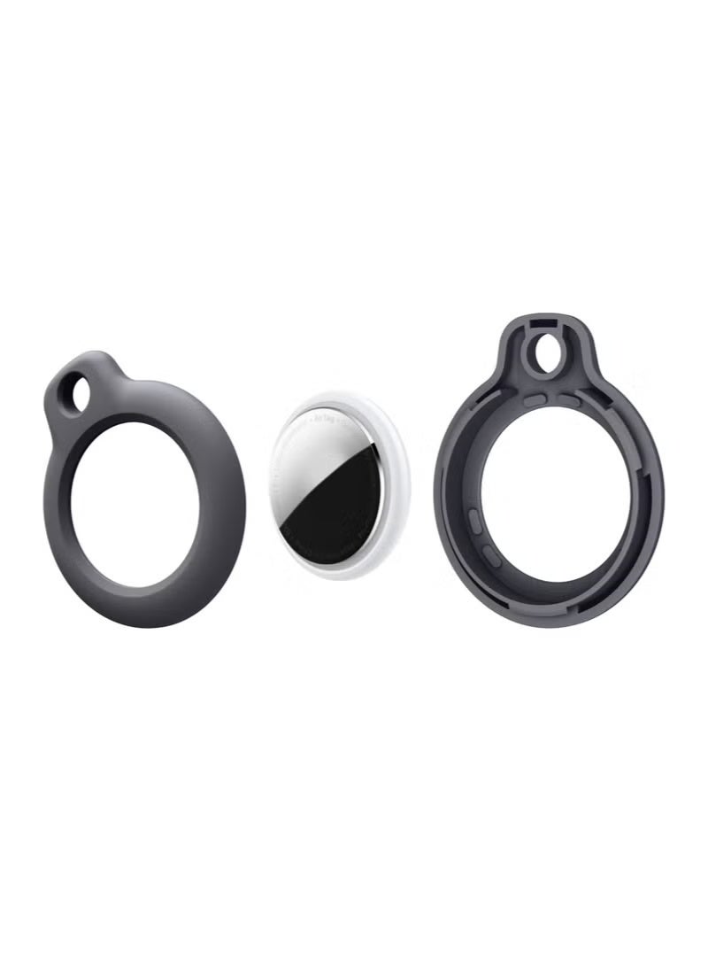 Fullmosa Apple AirTag Case- Heavy Duty PC Hard Shell Protective Cover with Anti-Lost Keychain, Shockproof & Anti-Scratch Tracker Holder for Keys, Luggage, Pets (Black) - Image 2